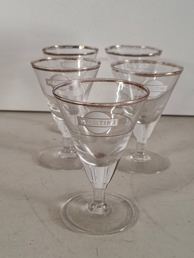 Vintage jaren 1960 Martiniglazen - 5 stuks, Collections, Verres & Petits Verres, Enlèvement ou Envoi, Utilisé