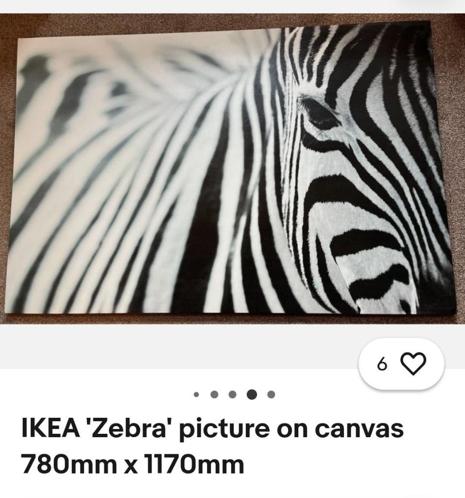 Canvas Zebra Ikea 780x1170cm, Ophalen, Kunststof, Gebruikt, 100 tot 125 cm
