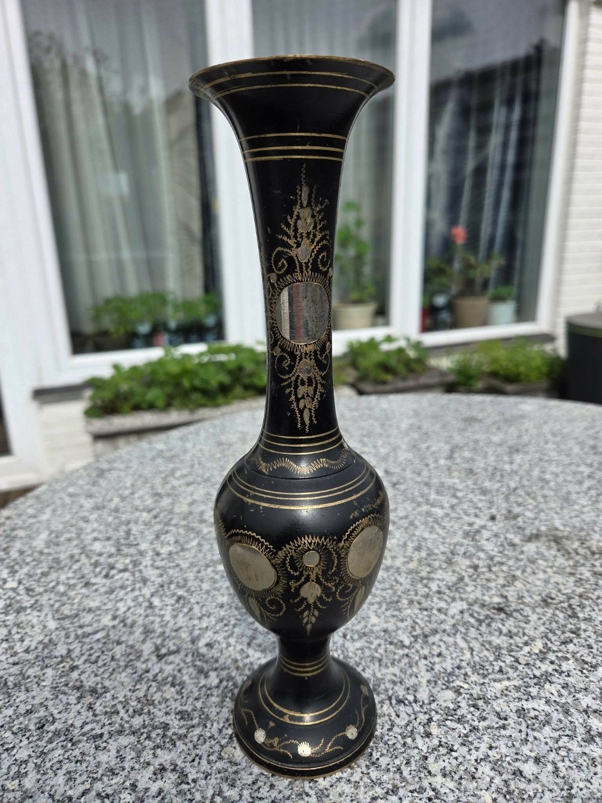 Unieke Vintage Messing Vaas uit India – Handgemaakt met Inle, Ophalen of Verzenden
