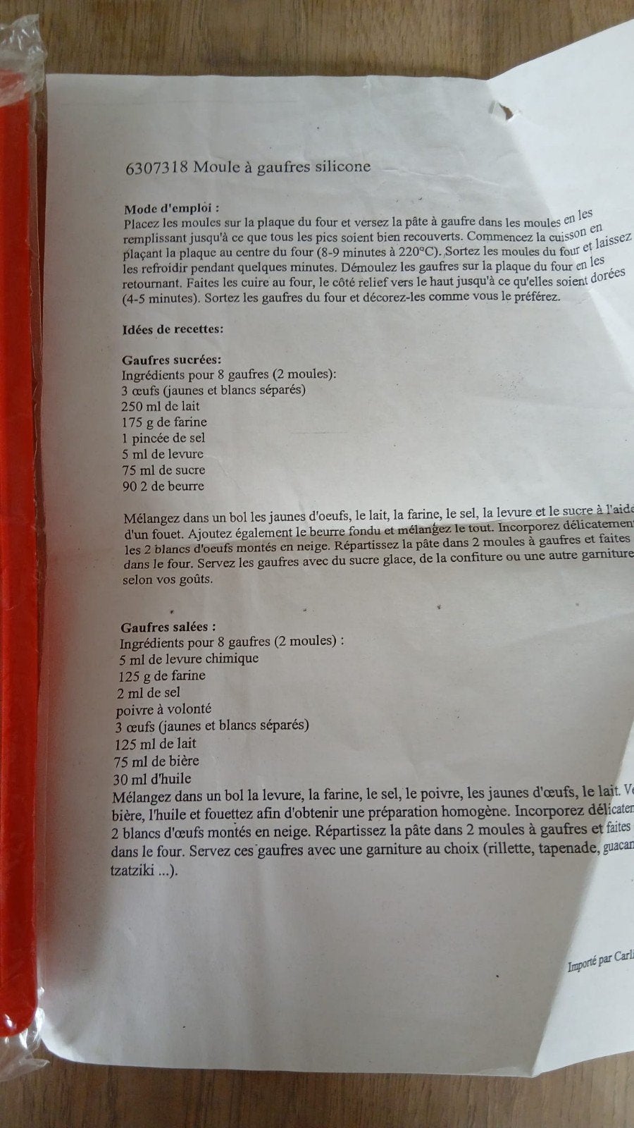 moule pour gaufres, Ophalen, Bakvorm