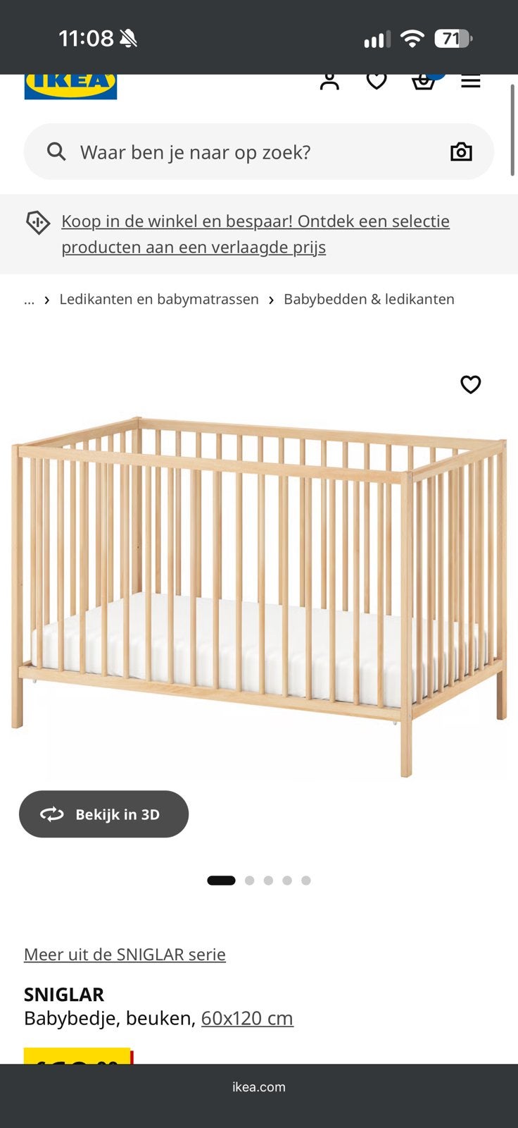babybed ikea gratis ledikant, Ophalen, Zo goed als nieuw, Ledikant