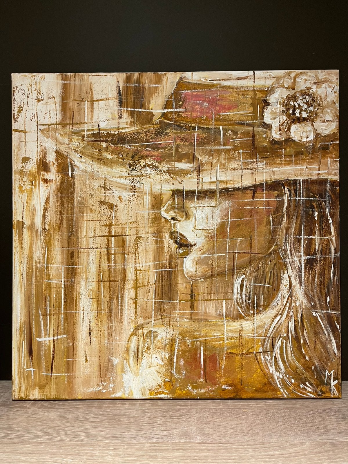 Modern schilderij met gouden accenten Mk Art, Antiek en Kunst, Kunst | Schilderijen | Abstract, Ophalen of Verzenden