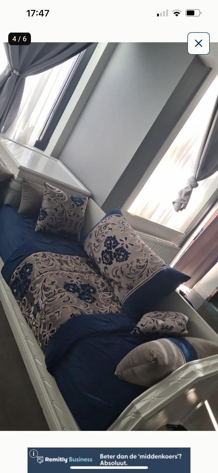 Marokkaanse salonset in blauw en beige hoekbank met kussens, Enlèvement, Comme neuf