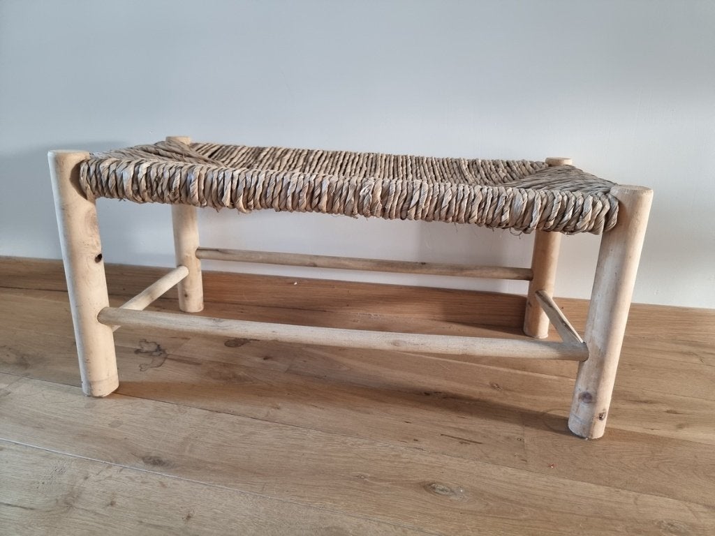 Petit banc bois et osier, Ophalen, Zo goed als nieuw, Hout