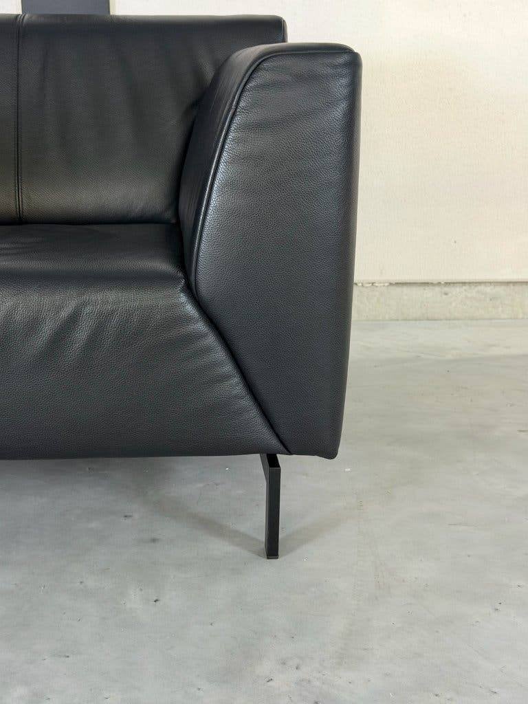 Rolf Benz Linea fauteuil - zwart leer, Ophalen, Leolux Montis Jori Pode Minotti, 75 tot 100 cm, Zo goed als nieuw