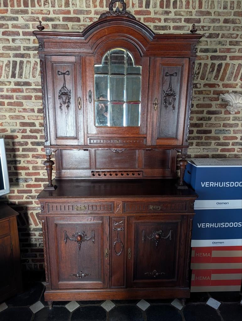 Antieke buffetkast, tafel en stoelen, Antiek en Kunst, Antiek | Meubels | Kasten, Ophalen