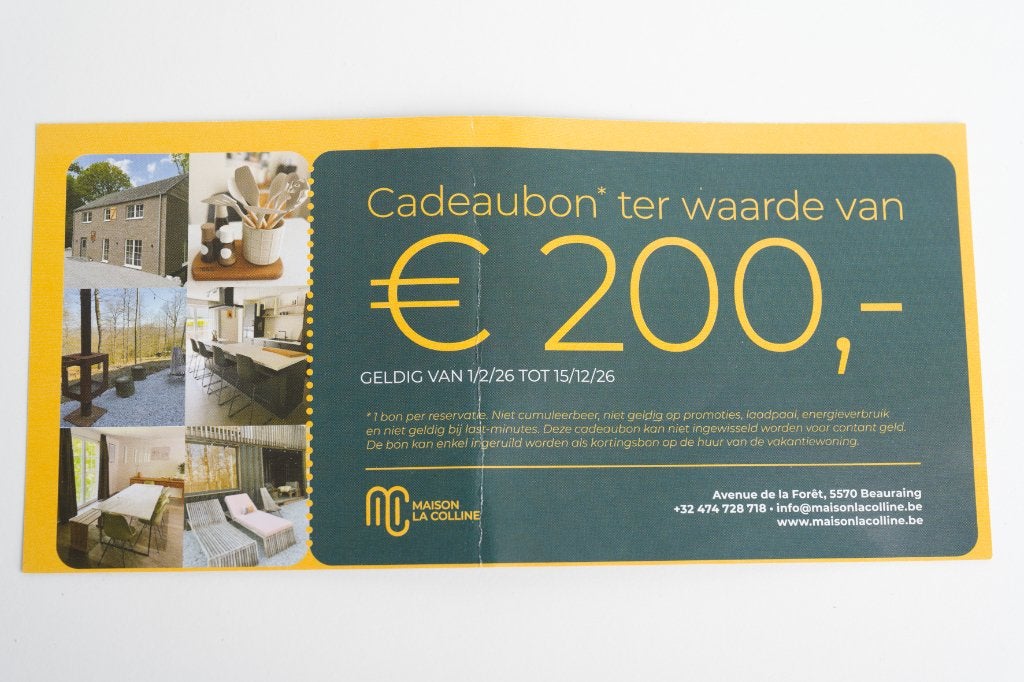 Cadeaubon Maisson La colline, Tickets en Kaartjes, Kortingen en Cadeaubonnen, Overige typen, Cadeaubon