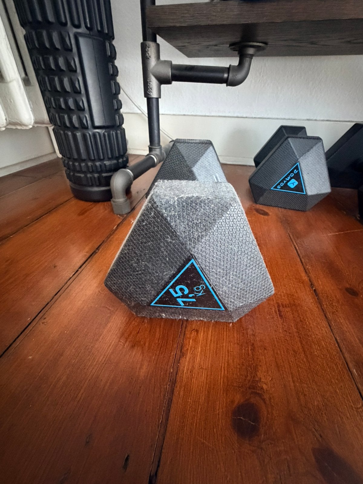 Haltères / Dumbells (2) Domyos 7.5 kg, Sports & Fitness, Enlèvement, Comme neuf, Haltère