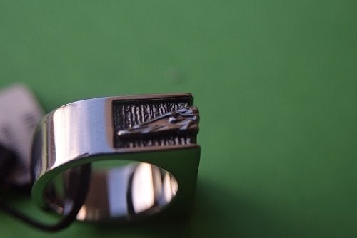 Stalen ring voor heren 'Storm', Ophalen, 20 of groter, IJzer of Staal, Wit