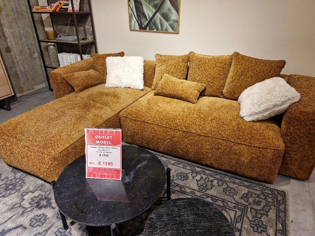 Salon met longchair in stof - cosy - NIEUW !!, Huis en Inrichting, Zetels | Zetels en Chaises Longues, Ophalen, Nieuw, Stof