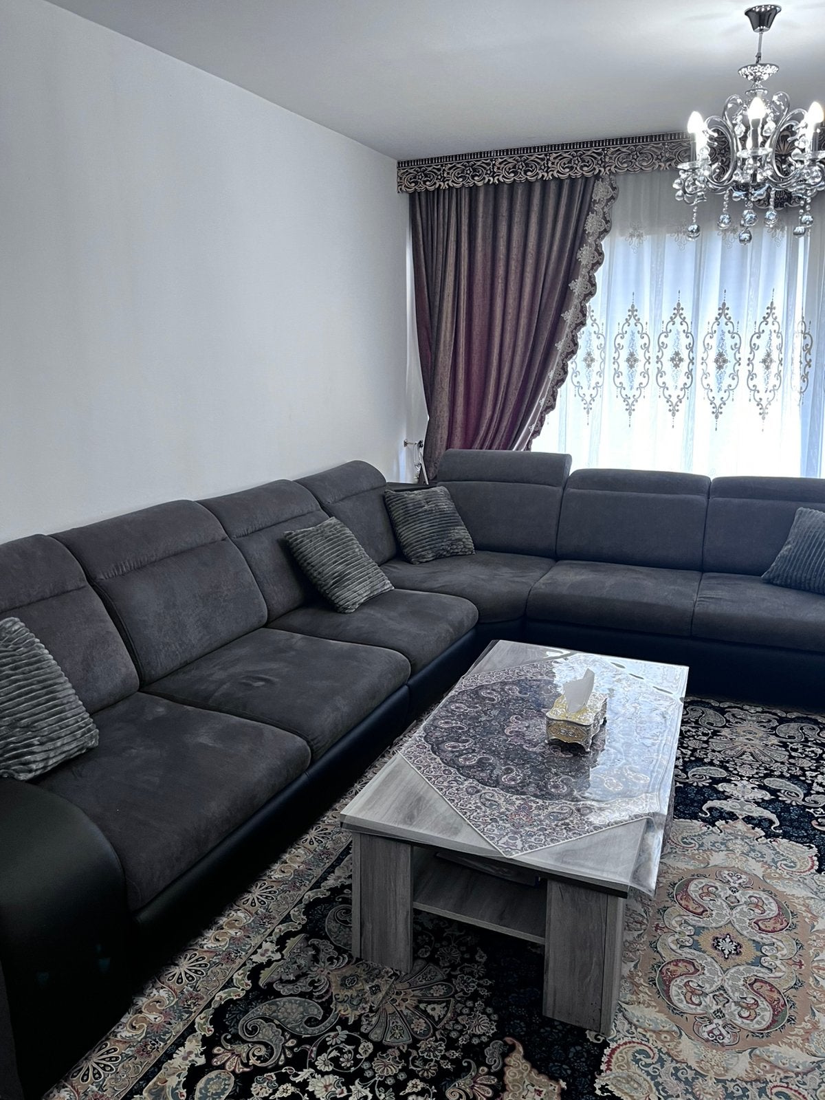 Hoek zetel + tafel, Ophalen, Gebruikt, Kunststof