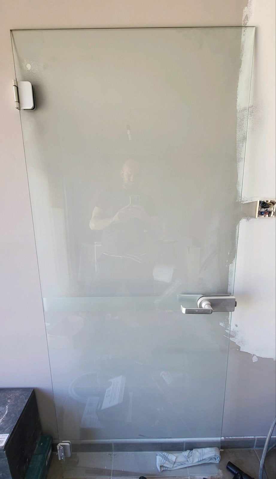 Te koop: Glazen deur incl scharnier, Doe-het-zelf en Bouw, Ophalen, Glas, Binnendeur