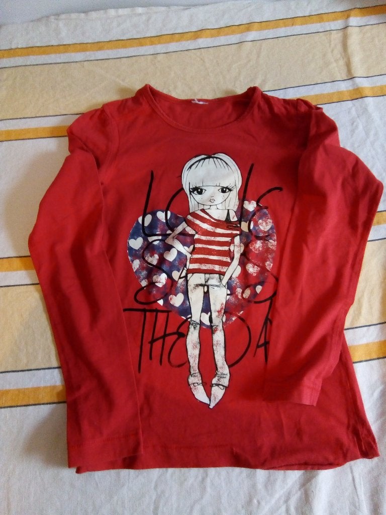 t-shirt meisje, lange mouwen, maat 164 (14 jaar), Kinderen en Baby's, Ophalen of Verzenden, Gebruikt, Meisje, Shirt of Longsleeve