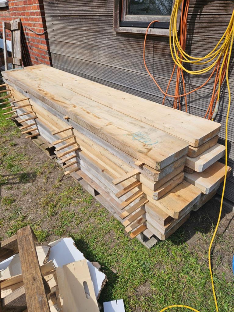 Droogplanken geschawt 55mm L =2.5 m x B=25 cm in Houthalen, Doe-het-zelf en Bouw, Hout en Planken, Ophalen