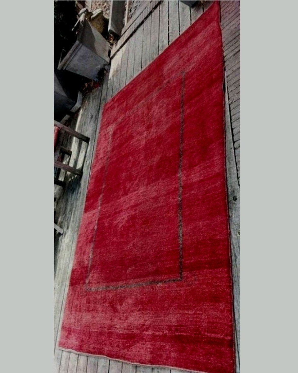 dik en zwaar Perzisch Gabbeh tapijt 284 x 195 cm prima staat, Ophalen, Groen, Rechthoekig