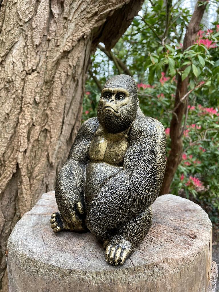 (Tuin)Beeld gorilla, tuin, zwembad, vijver 25cm, Tuin en Terras, Tuinbeelden, Nieuw, Dierenbeeld, Kunststof, Ophalen of Verzenden
