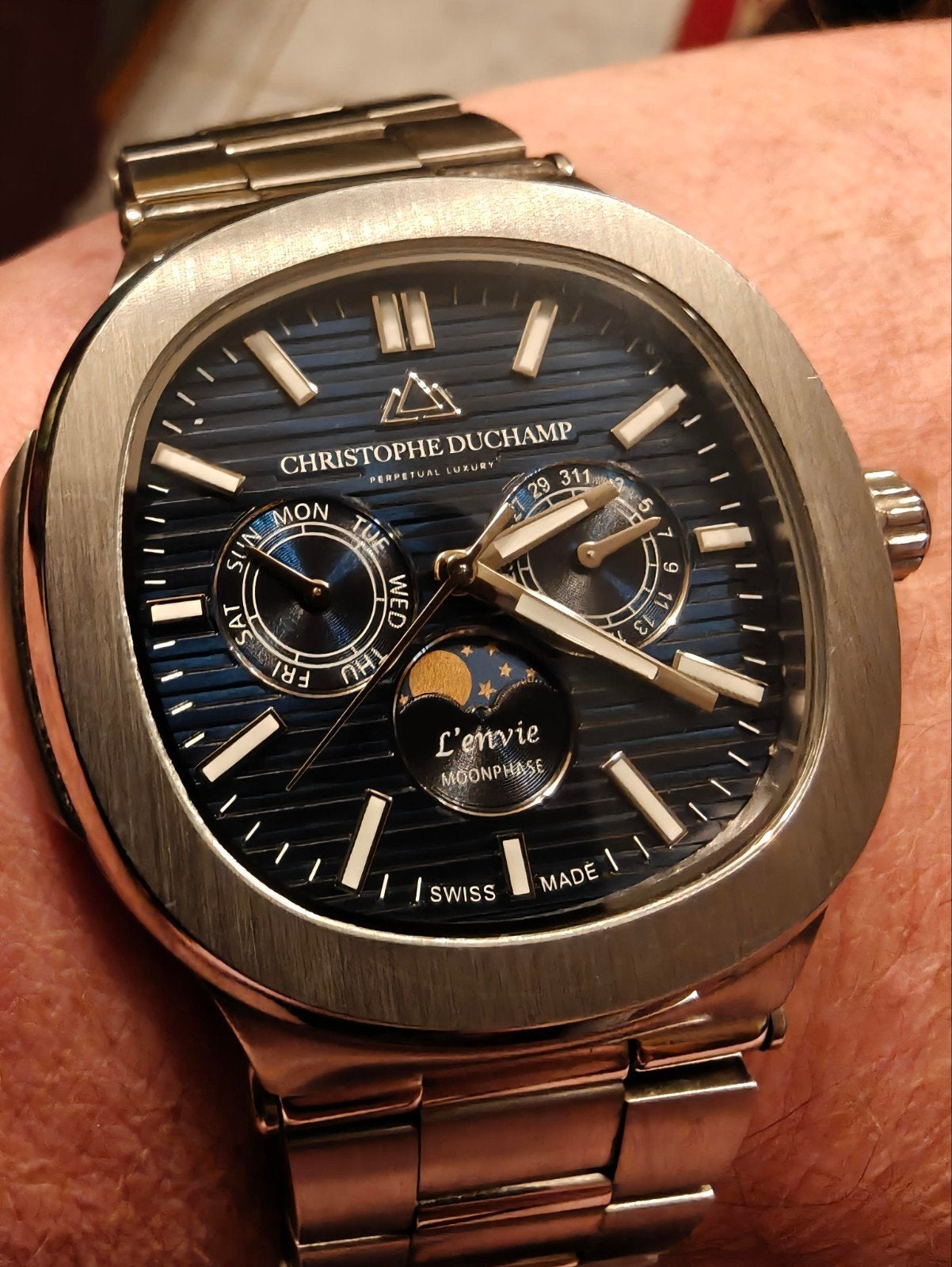 Christophe Duchamp moonphase L'envie(blauw), Staal, Staal, Polshorloge, Zo goed als nieuw