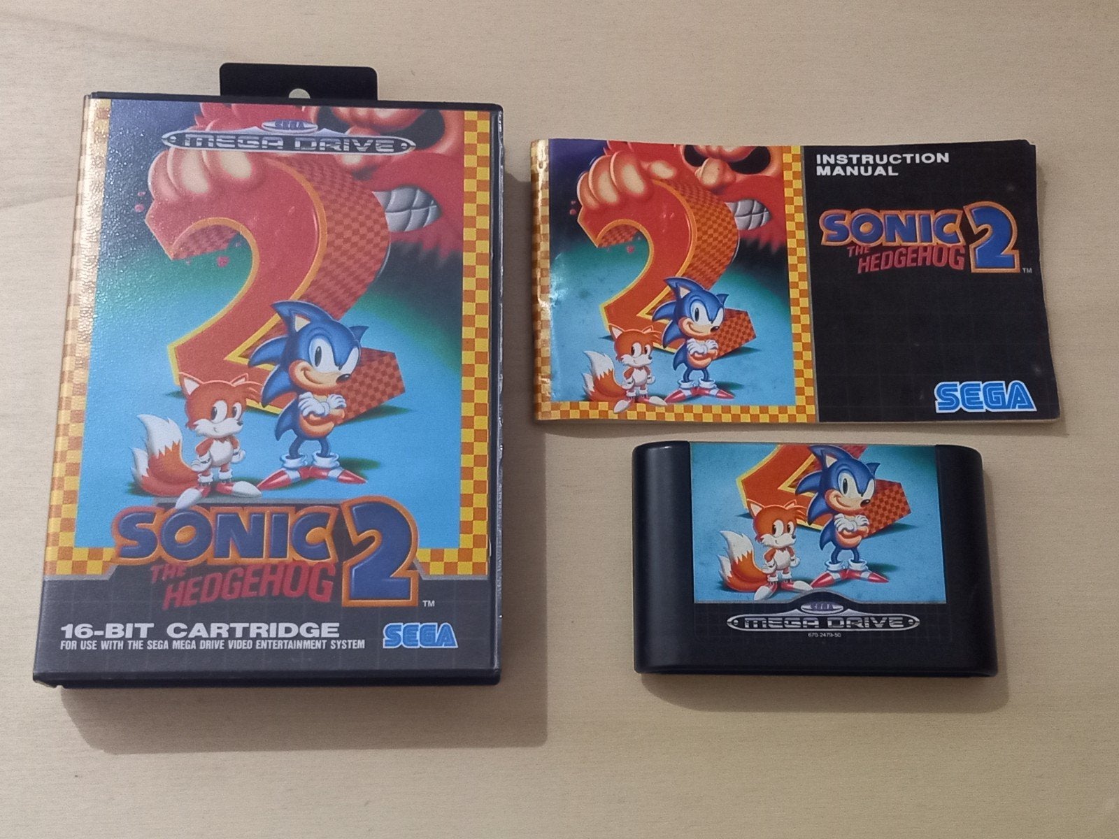 SEGA Mega Drive - Sonic The Hedgehog 2 Compleet, Games en Spelcomputers, Gebruikt, 2 spelers, Ophalen of Verzenden, Vanaf 3 jaar