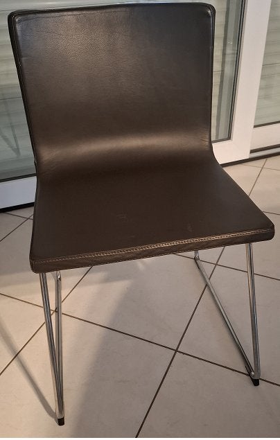 stoel eetkamer leder look donker bruin, Huis en Inrichting, Ophalen, Zo goed als nieuw, Bruin