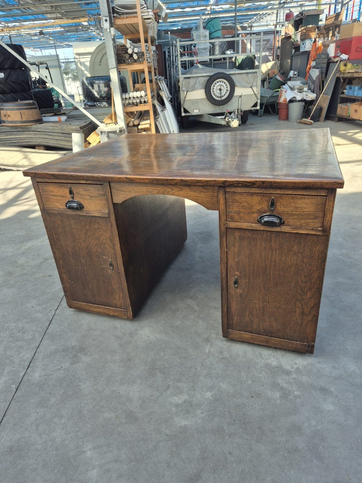 Bureau/Desk Minister authentique en chêne antique, Enlèvement ou Envoi