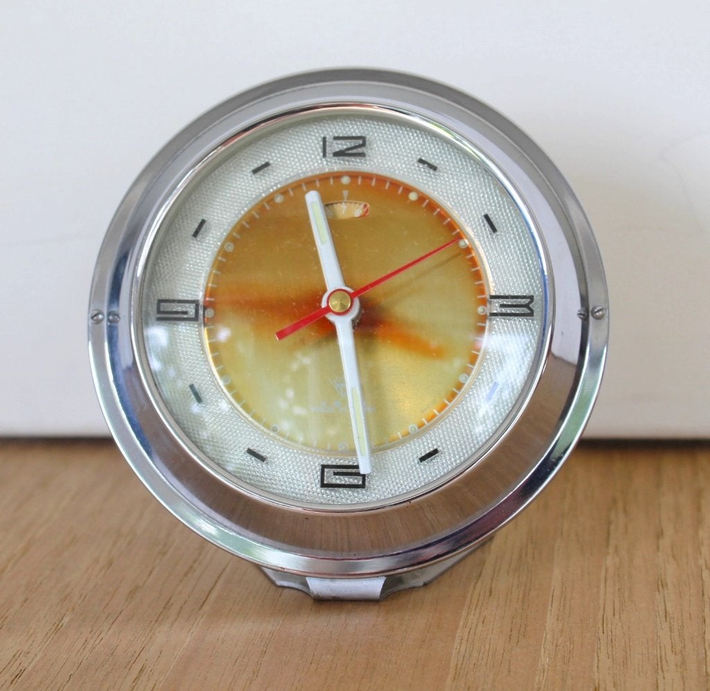 Wekker "Diamond" – Jaren 70, retro Space Age design !, Analoog, Ophalen of Verzenden, Zo goed als nieuw, Retro