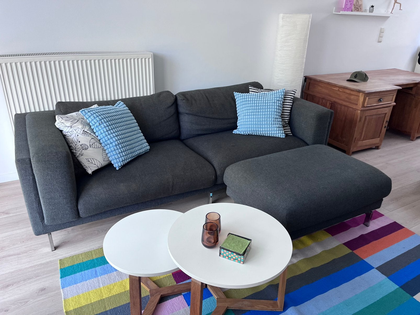 3-zitszetel met poef IKEA NOCKEBY – donkergrijs, Enlèvement, Tissus