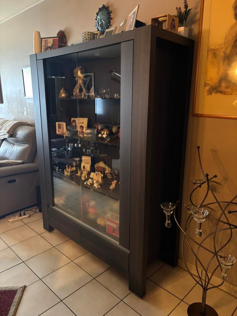 Vitrinekast en spiegel, Huis en Inrichting, Ophalen, Gebruikt, Modern, 150 tot 200 cm