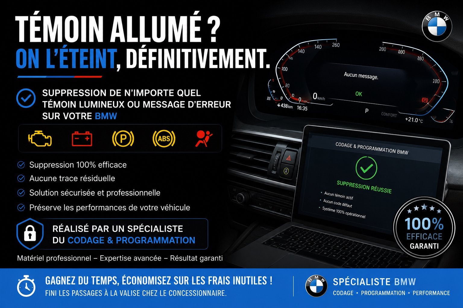 Suppression témoin BMW, Enlèvement