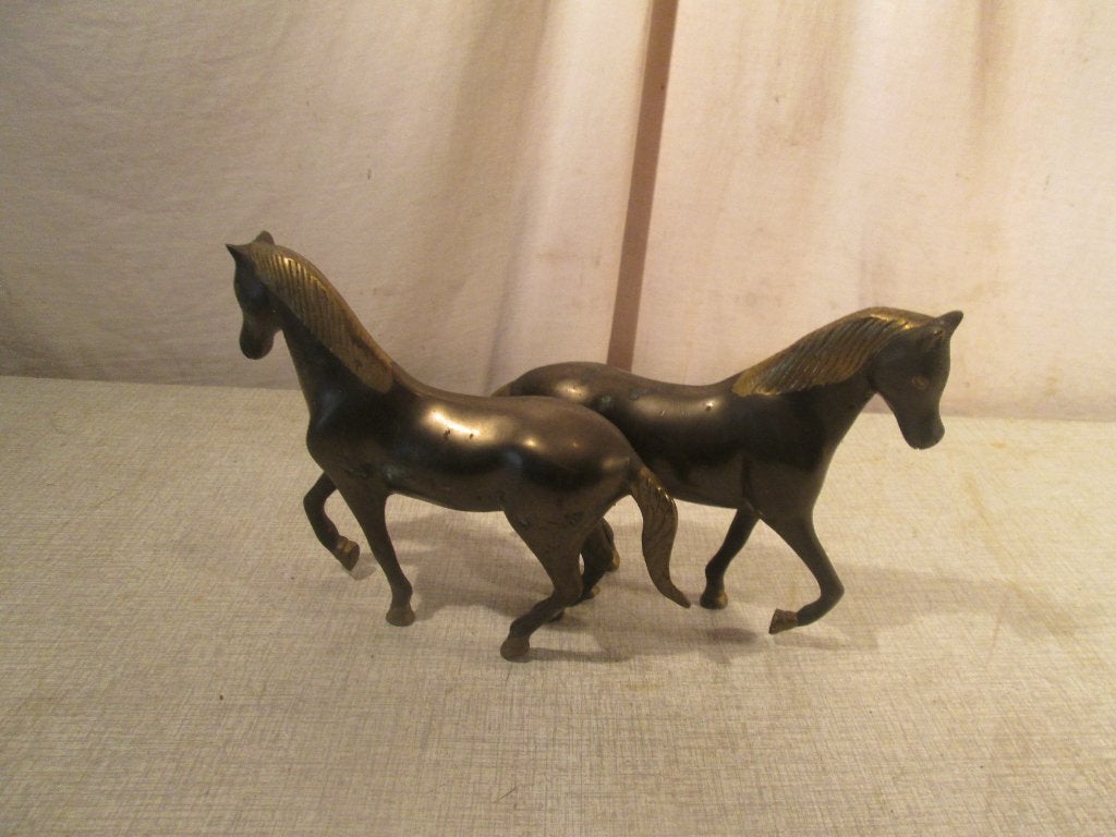 2 Koperen Paarden Beeldjes - 17x15, Ophalen of Verzenden, Zo goed als nieuw, Dier