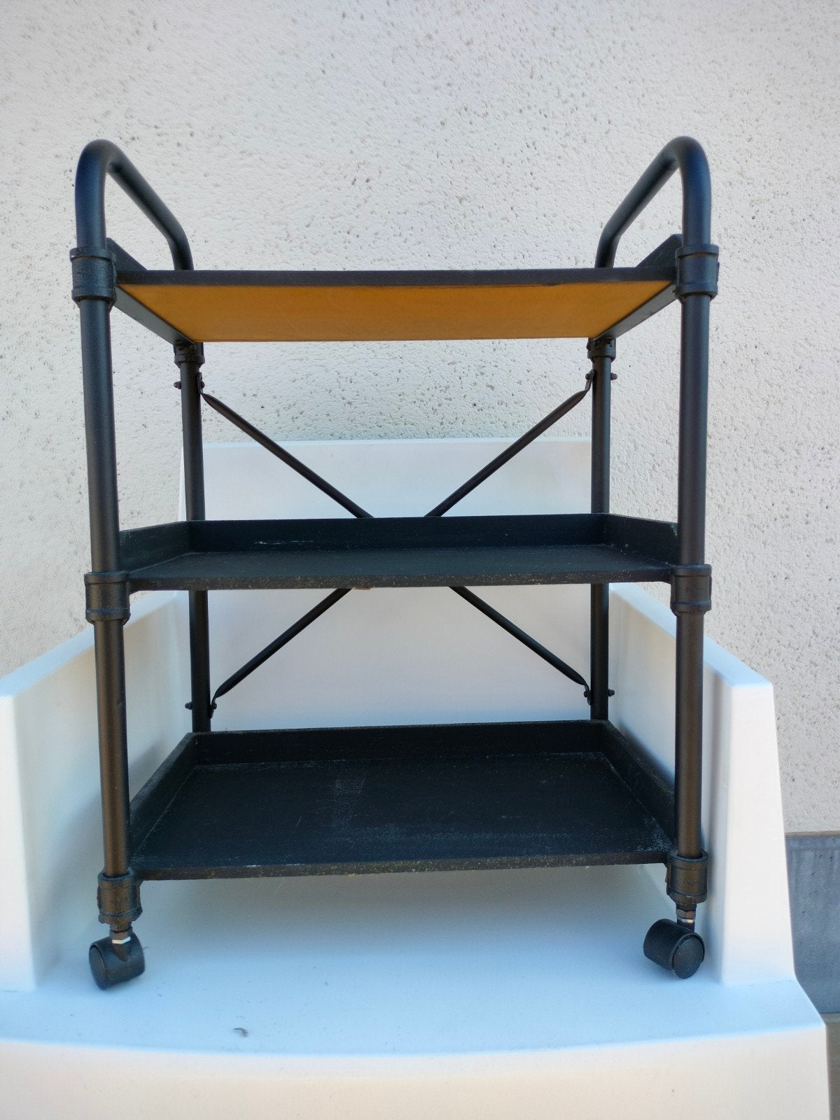 zwart bijzettafel, Minder dan 55 cm, Zo goed als nieuw, Rechthoekig, Hout