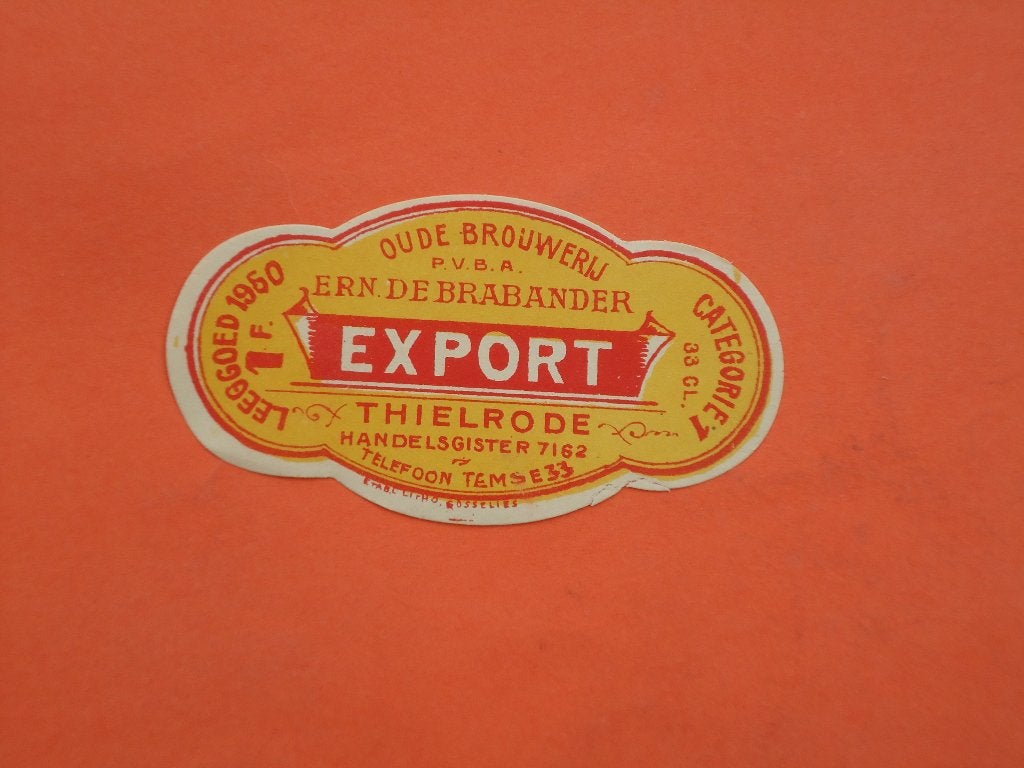 Bier Etiket oude brouwerij Ern. De Brabander Thielrode, Ophalen of Verzenden, Zo goed als nieuw, Viltje(s)