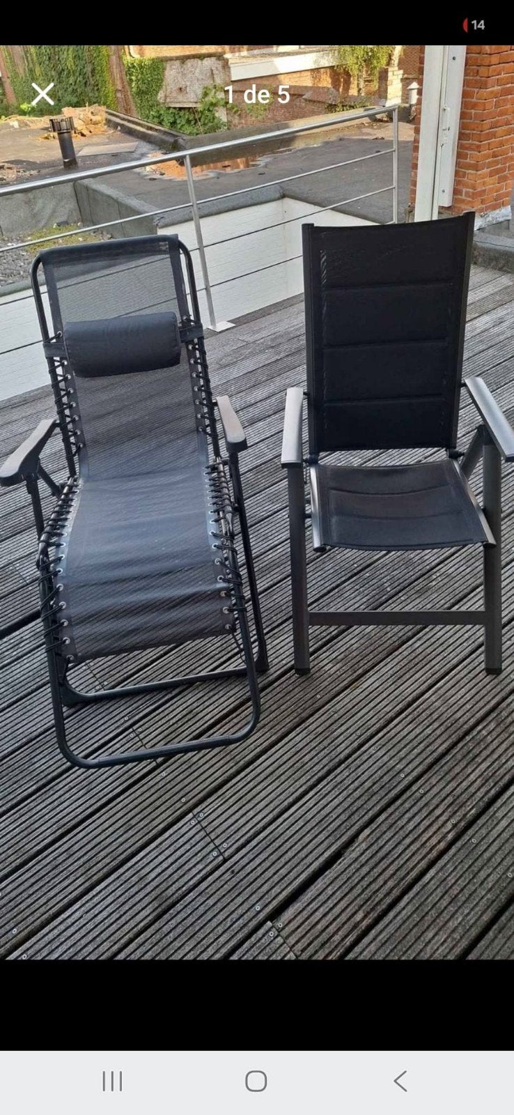 Verstelbare tuinstoelen, Tuin en Terras, Tuinstoelen, Ophalen, Zo goed als nieuw, Metaal, Inklapbaar