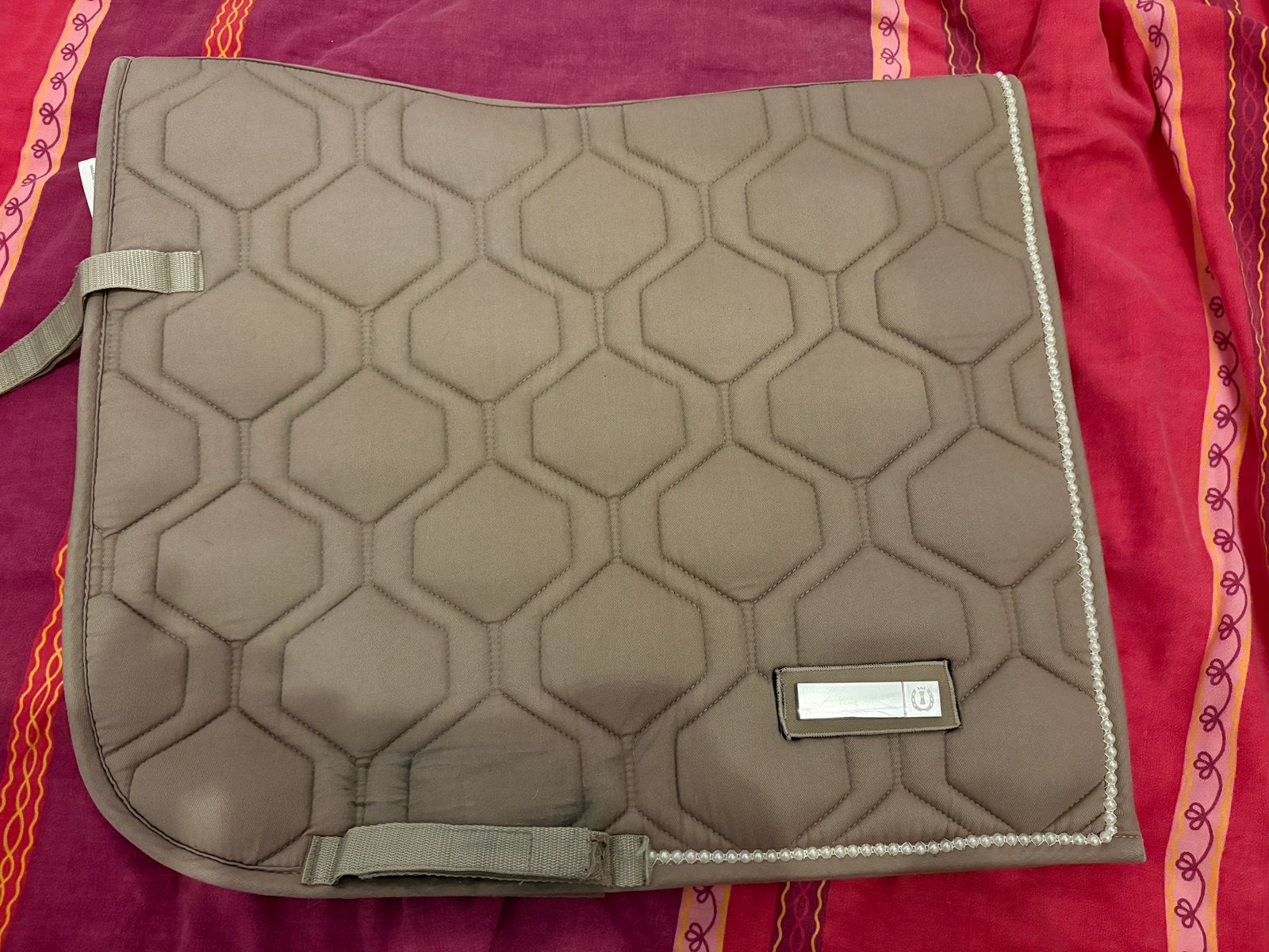 Imperial Riding zadeldekje taupe DR Full – parels/strass, Full (L), Enlèvement ou Envoi, Tapis de selle, Utilisé