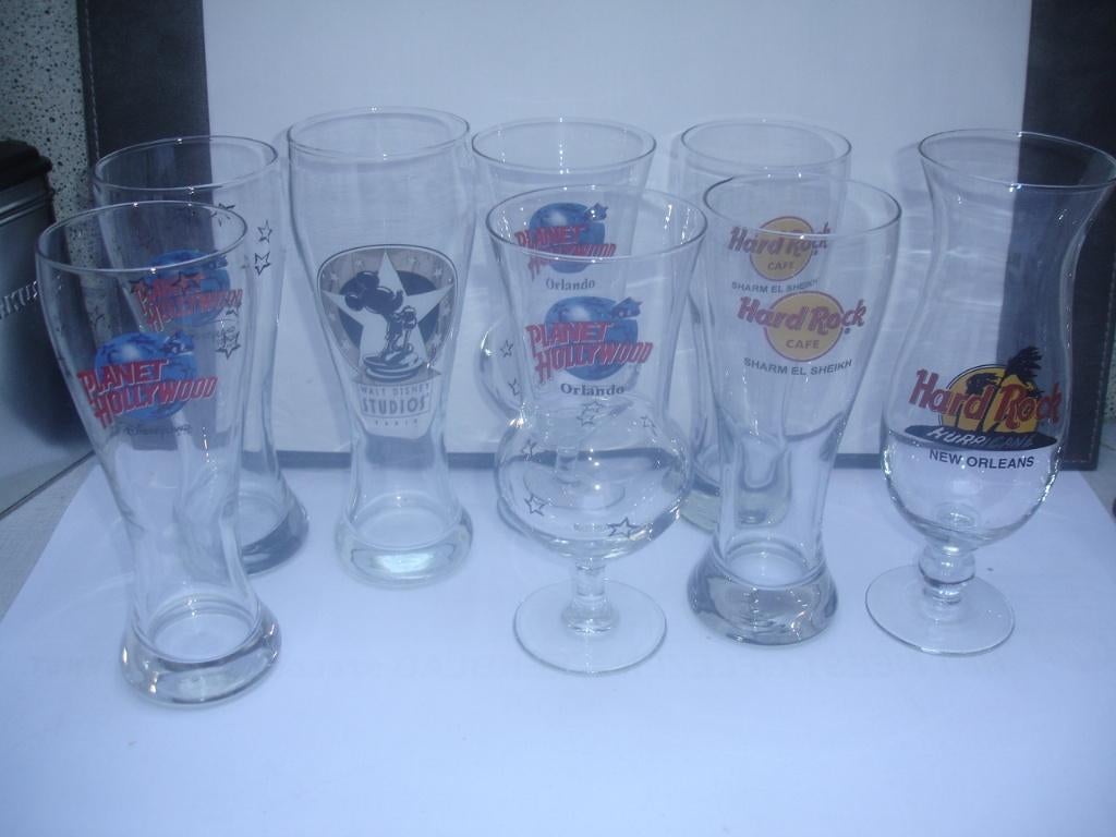 Hard Rock Café, Planet Hollywood en Disney, bierglazen, Verzamelen, Ophalen of Verzenden, Zo goed als nieuw, Bierglas