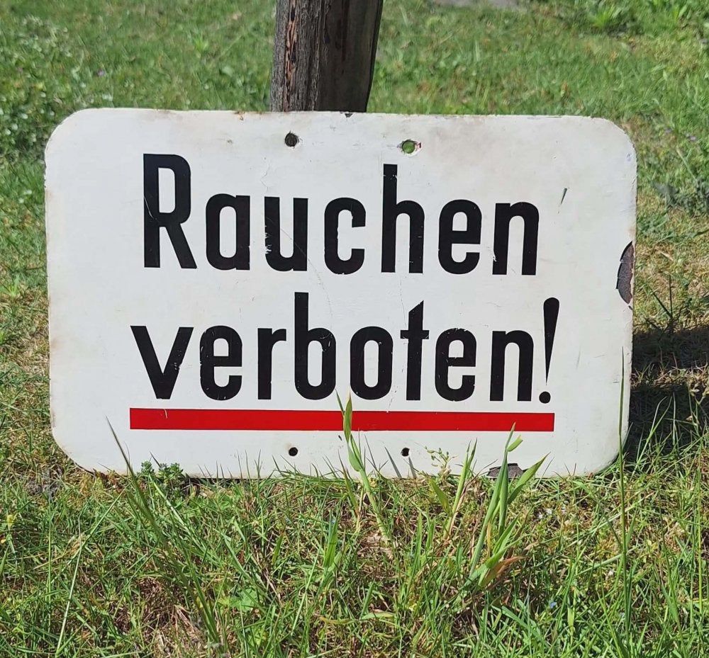 Antiek emaille waarschuwingsbord Rauchen verboten!, Ophalen of Verzenden