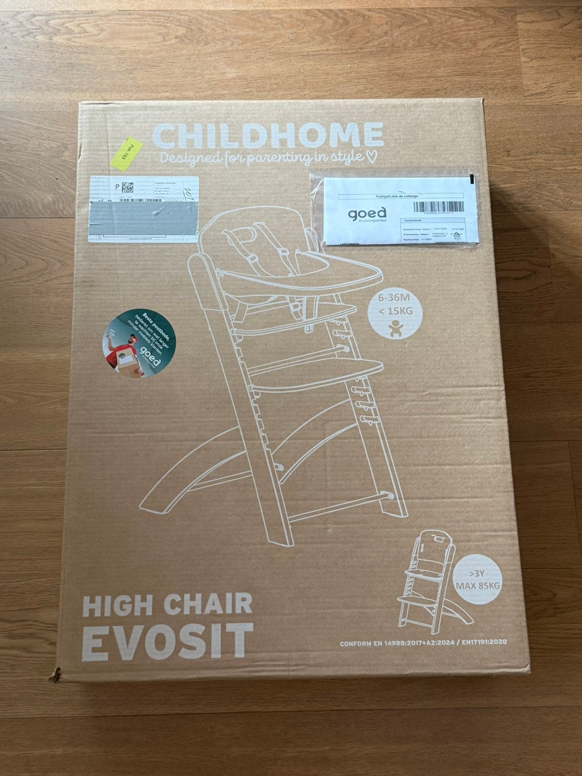 Childhome Evosit meegroeistoel met eettablet - beige naturel, Ophalen of Verzenden, Nieuw, Meegroeistoel, Afneembaar eetblad