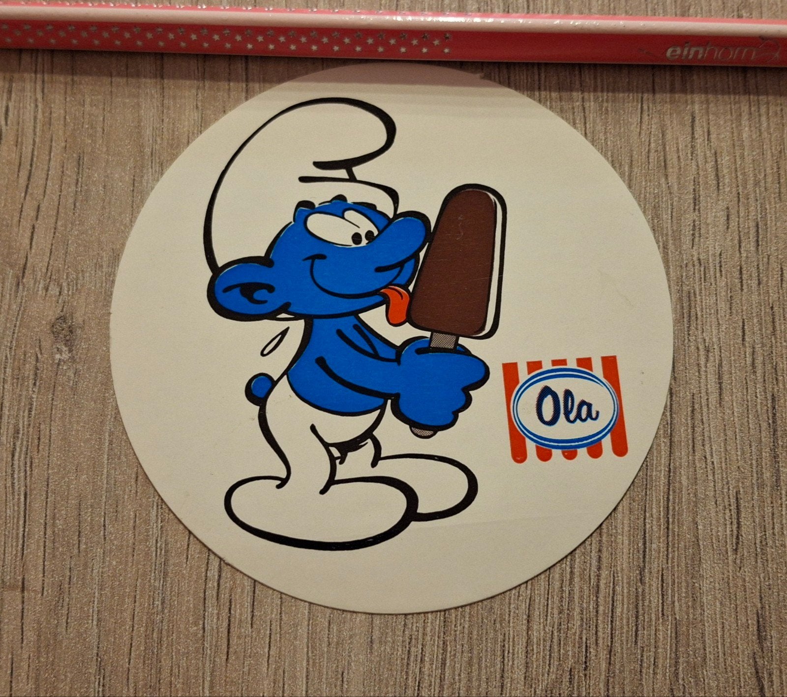 sticker smurfen Ola ijs, Ophalen of Verzenden, Zo goed als nieuw, Strip of Tekenfilm