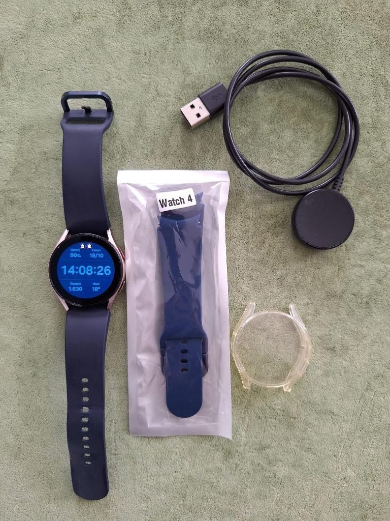 Samsung galaxy watch 4 40mm met extra accessoires, Handtassen en Accessoires, Smartwatches, Ophalen, Gebruikt, Blauw, Waterdicht