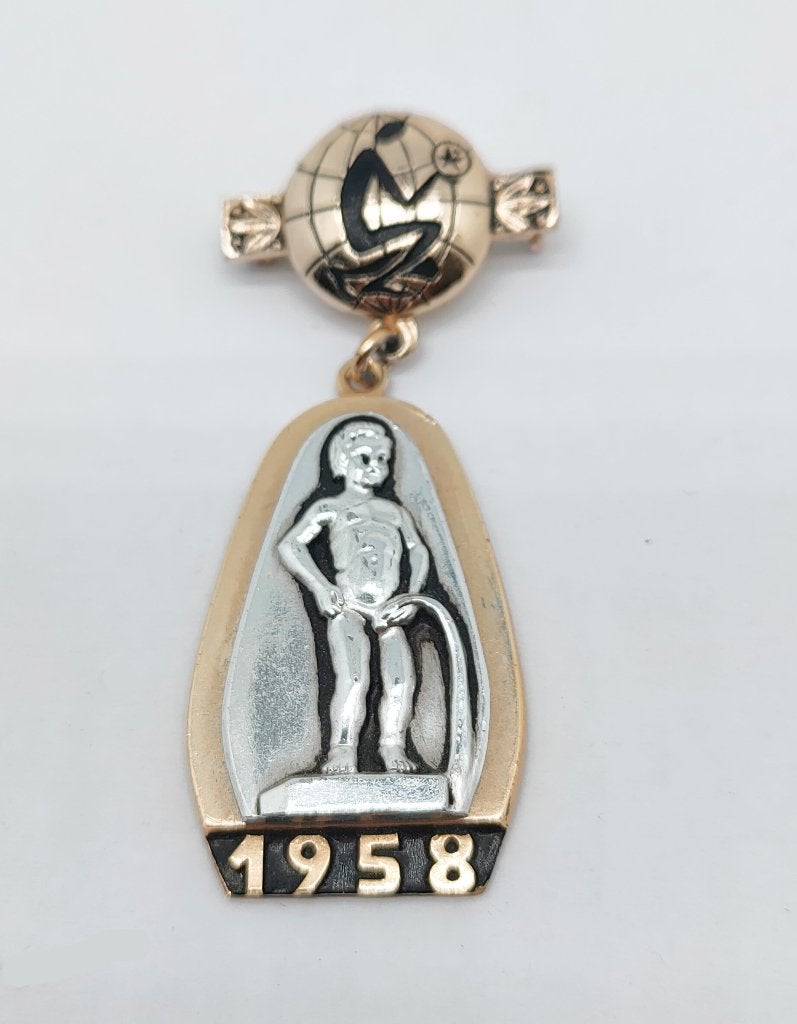 Expo 58 Manneken-Pis souvenirbroche, Ophalen of Verzenden, Zo goed als nieuw