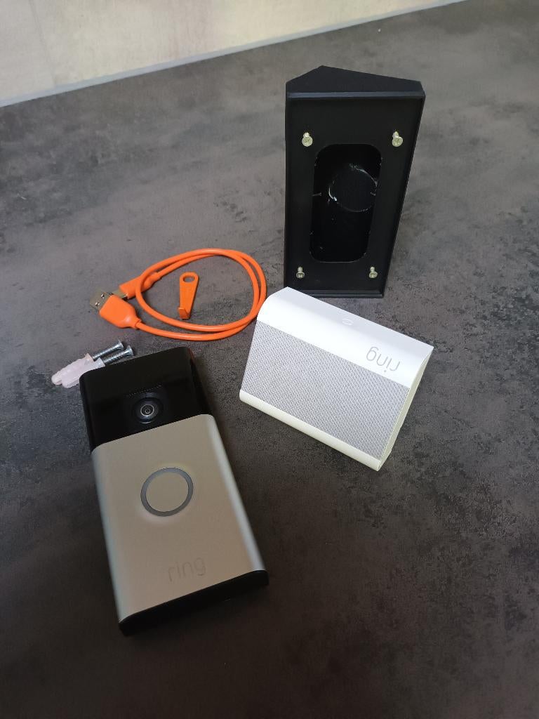 Ring Battery Video Doorbell Nikkel + Chime, Ophalen, Compatibel met smartphone, Zo goed als nieuw, Bedraad