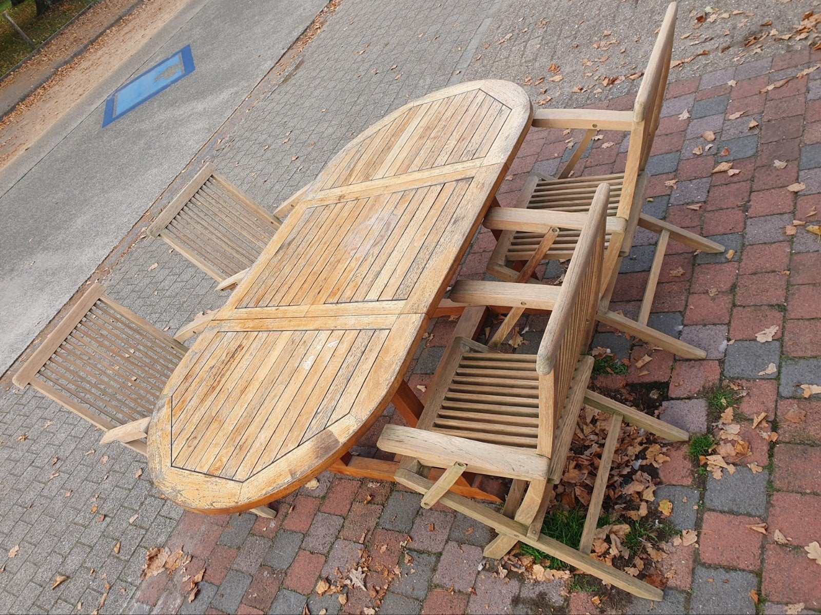 Houten tuinset 4x stoelen, Ophalen, Tuinset