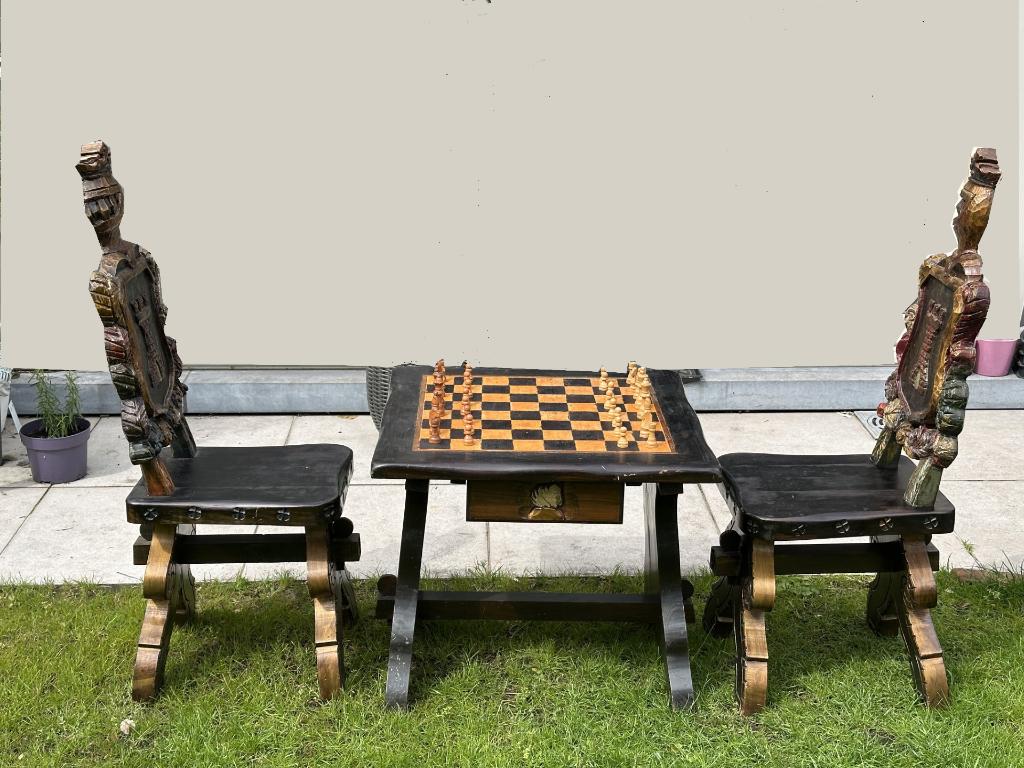 Schaaktafel met stoelen, Antiek en Kunst, Ophalen