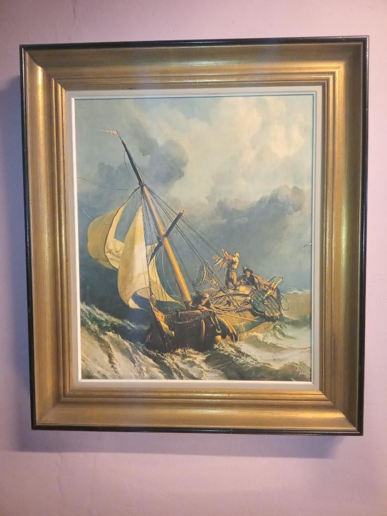 Grote schilderboot op zee, Ophalen of Verzenden