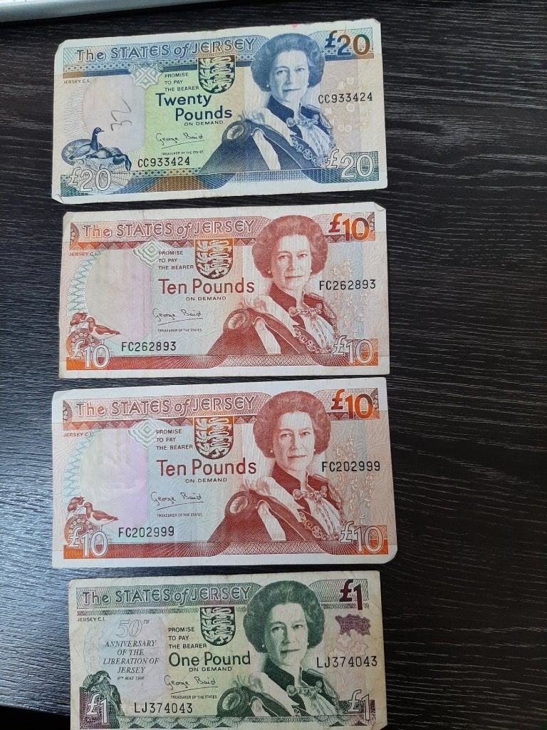 anciens billets de banque des États de Jersey, Enlèvement, Autres pays, Série