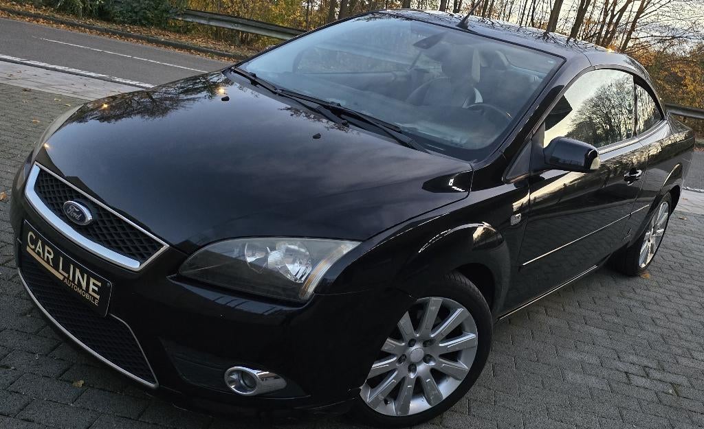 FORD FOCUS CABRIO 2.0 AUT 2008 LEER/AIRCO/JA17/163000KM, Auto's, Zwart, Cabriolet, Zwart, Leder