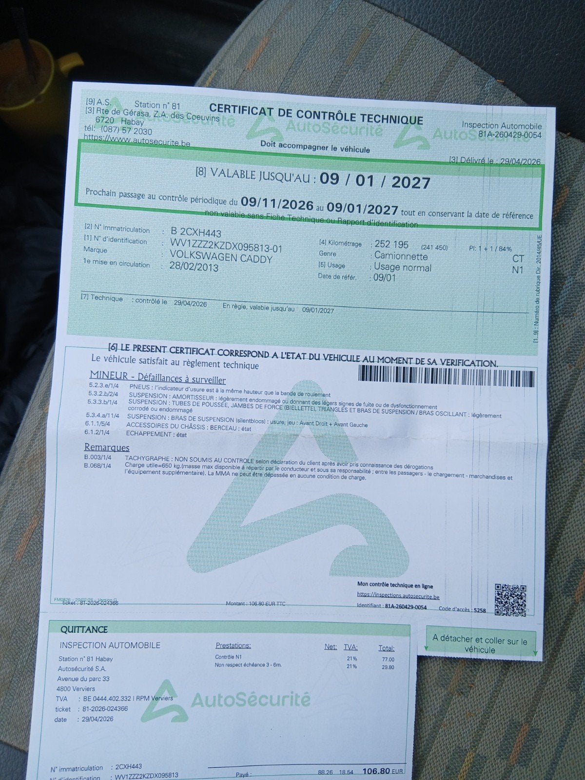 Vw Caddy Maxi utilitaire 1.6 tdi 2013 254000km, Autos, Achat, 4 portes, 2 places, Boîte manuelle