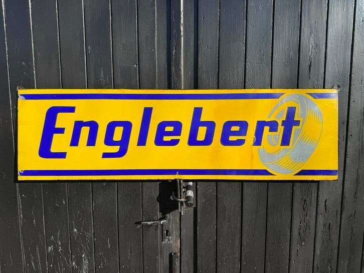 Vintage Englebert Emaille Reclamebord, Antiek en Kunst