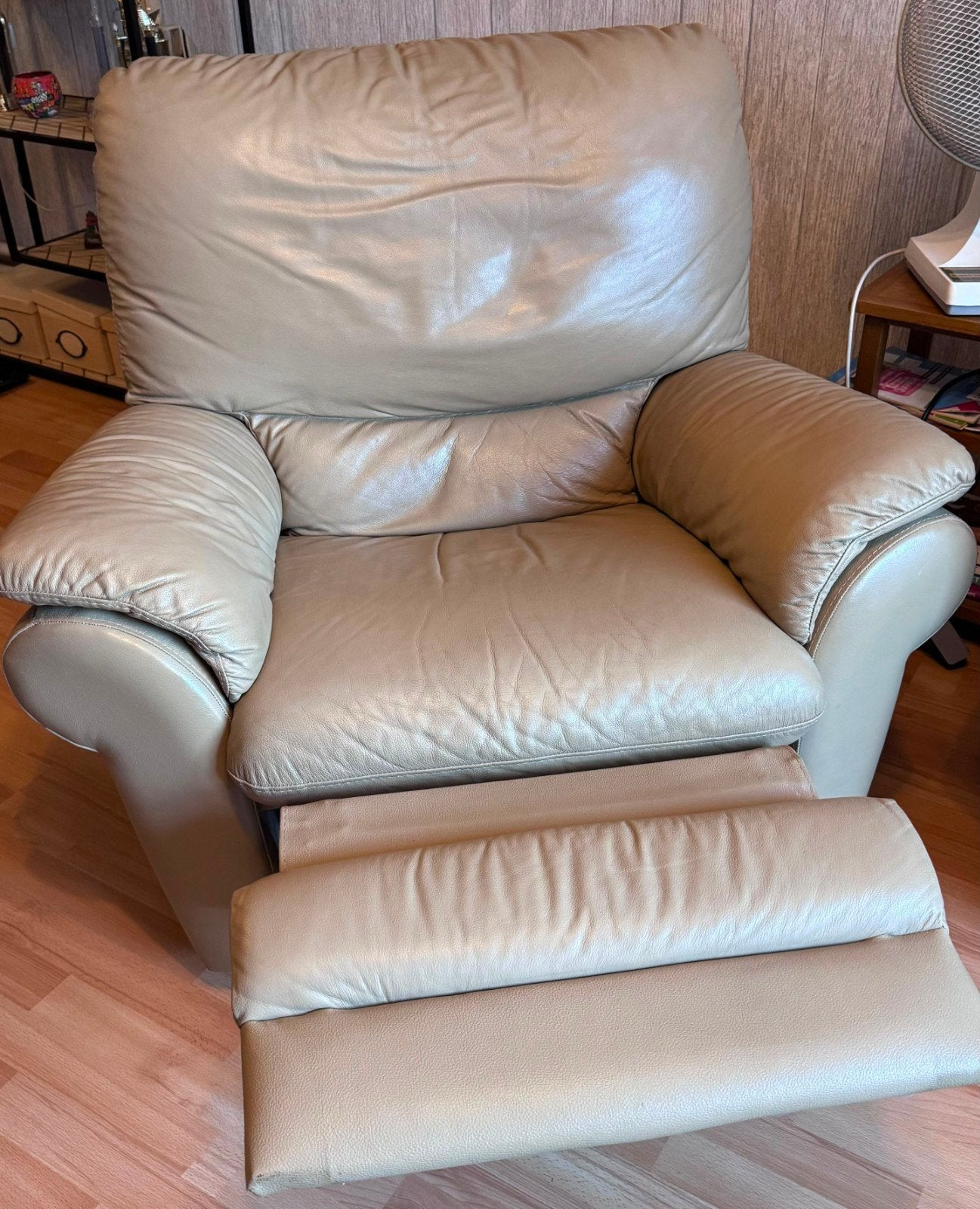 Fauteuil inclinable et 3 places en cuir véritable, 200 à 250 cm, Banc droit, Enlèvement, Cuir