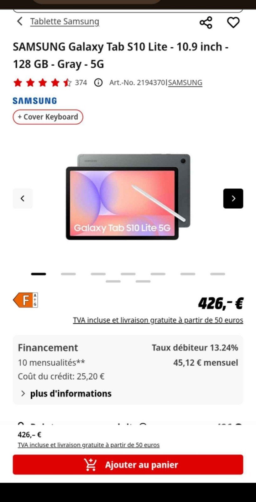 Samsung Tab S10 Lite 5G Nieuw, ongeopend, Ophalen of Verzenden, S10, Samsung galaxy tablet