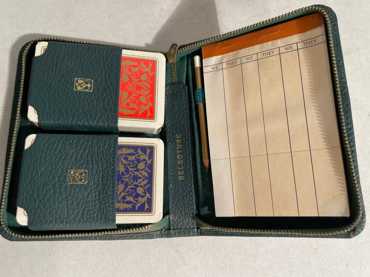 Sets de cartes vintage en cuir, années 1950 (2 pièces), Antiquités & Art, Enlèvement